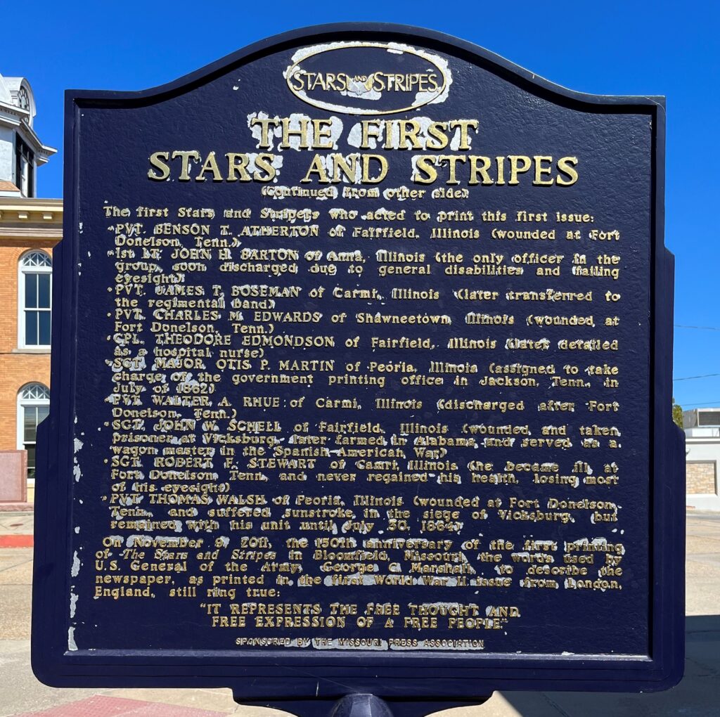 THE FIRST STARS AND STRIPES MEMORIAL MARKER BACK