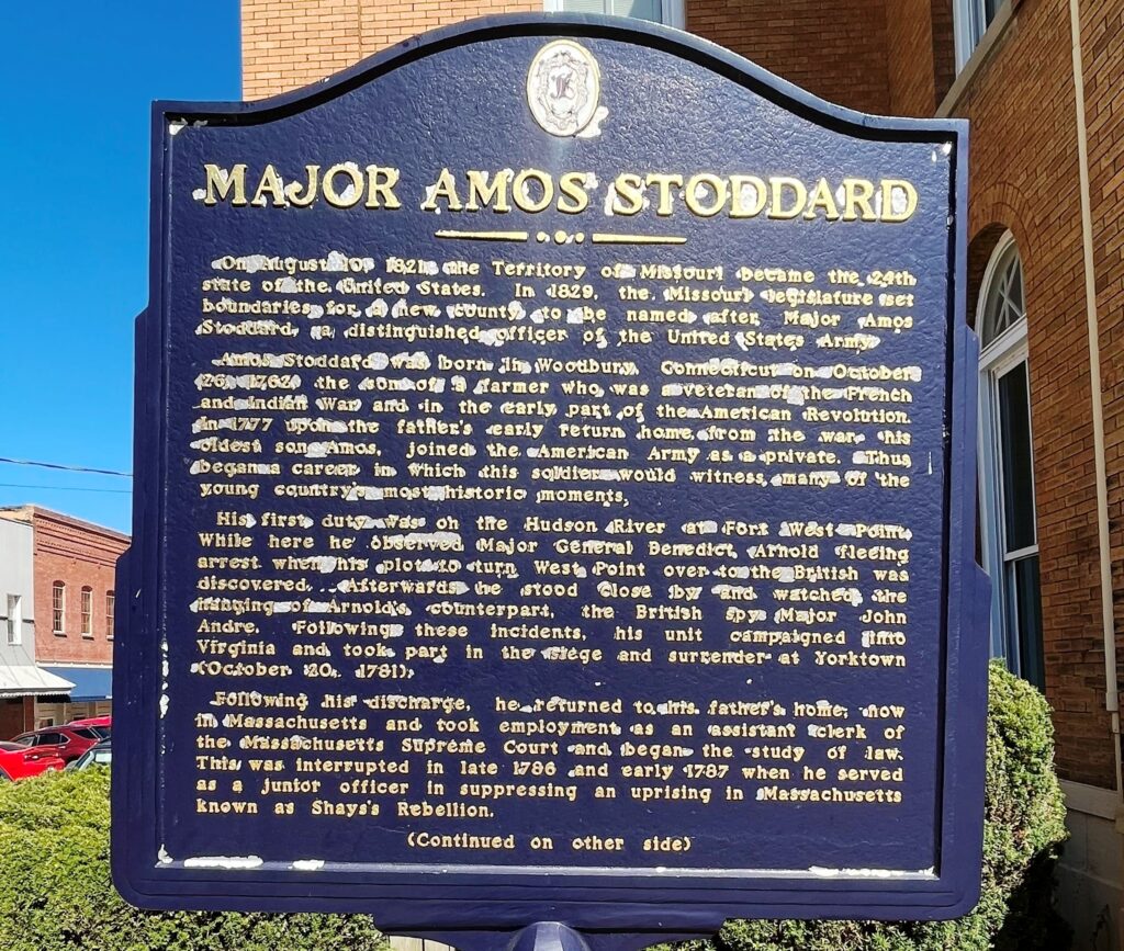 MAJOR AMOS STODDARD WAR MEMORIAL MARKER FRONT