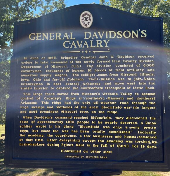 GENERAL DAVIDSON’S CAVALRY WAR MEMORIAL MARKER FRONT