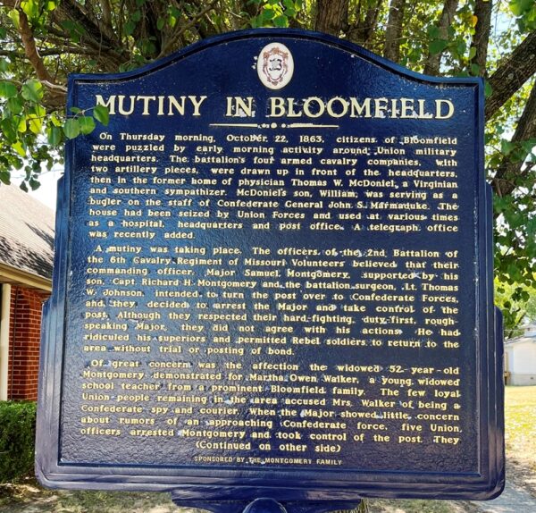MUTINY IN BLOOMFIELD WAR MEMORIAL MARKER FRONT