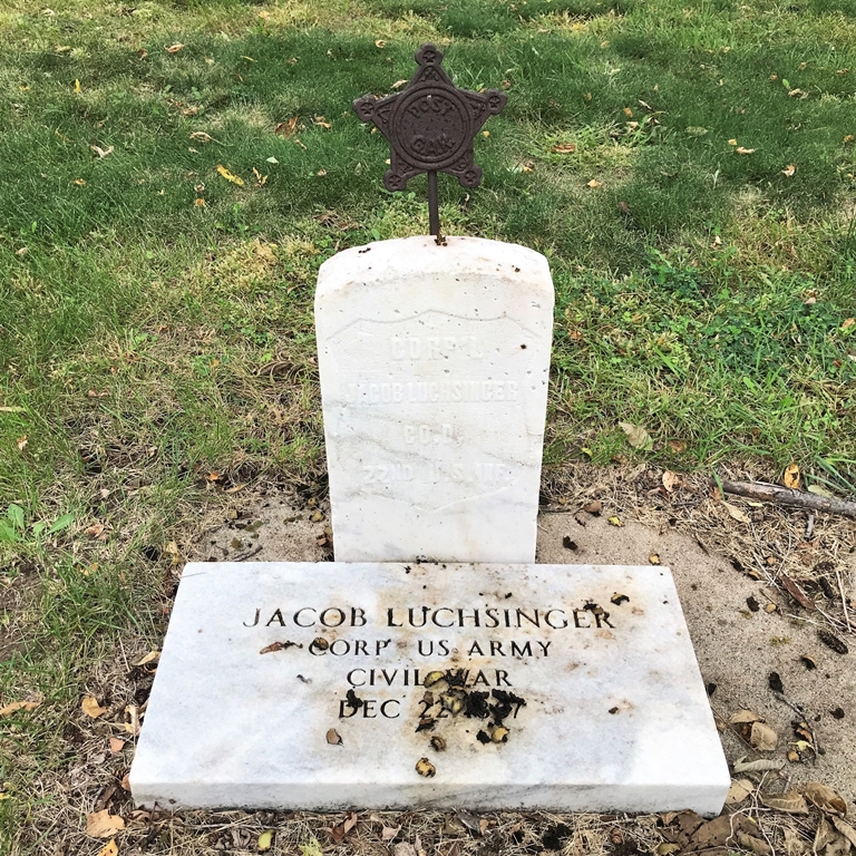 JACOB LUCHSINGER WAR MEMORIAL CEMETERY STONE