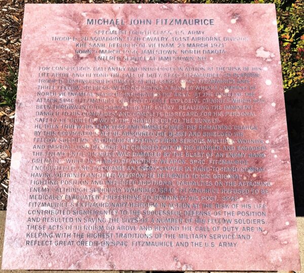 MICHAEL JOHN FITZMAURICE MEDAL OF HONOR WAR MEMORIAL PLAQUE