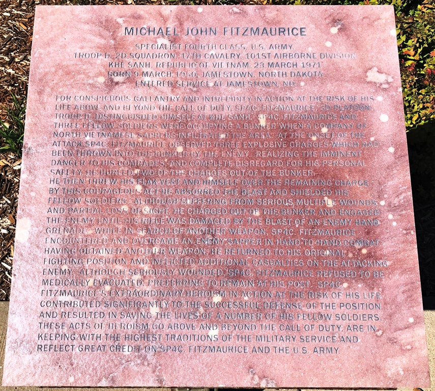 MICHAEL JOHN FITZMAURICE MEDAL OF HONOR WAR MEMORIAL PLAQUE