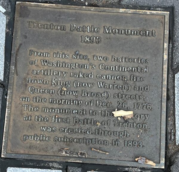TRENTON BATTLE MONUMENT 1893 PLAQUE
