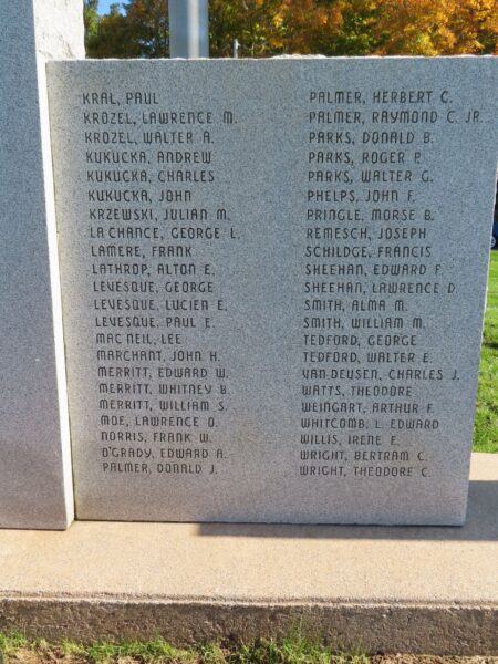 ANDOVER WORLD WAR II AND KOREAN WAR VETERANS MEMORIAL RIGHT STONE