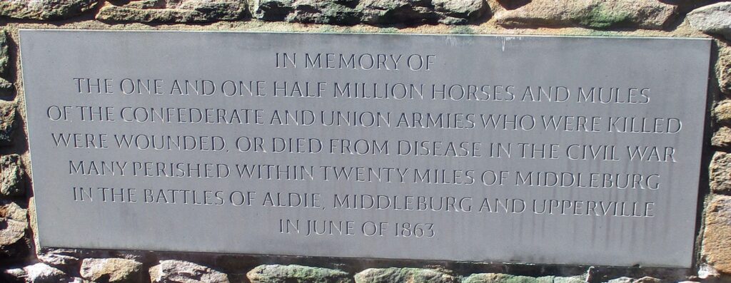 MIDDLEBURG HORSES AND MULES WAR MEMORIAL PLAQUE