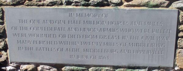 MIDDLEBURG HORSES AND MULES WAR MEMORIAL PLAQUE