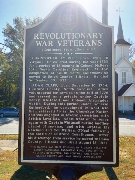 ST. JOHN’S CEMETERY REVOLUTIONARY WAR VETERANS MEMORIAL MARKER BACK