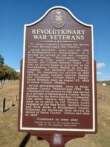 ST. JOHN’S CEMETERY REVOLUTIONARY WAR VETERANS MEMORIAL MARKER FRONT