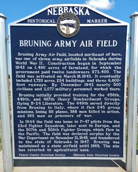 BRUNING ARMY AIR FIELD WAR MEMORIAL MARKER