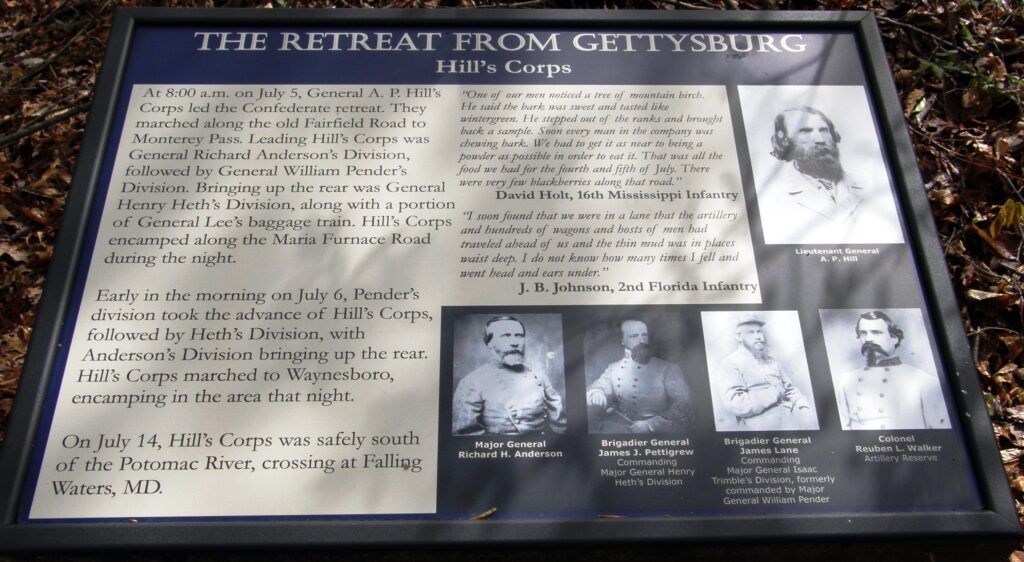 THE RETREAT FROM GETTYSBURG HILLS CORPS WAR MEMORIAL PANEL