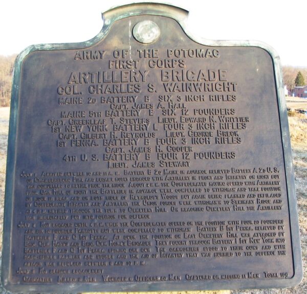 FIRST CORPS ARTILLERY BRIGADE WAR MEMORIAL PLAQUE