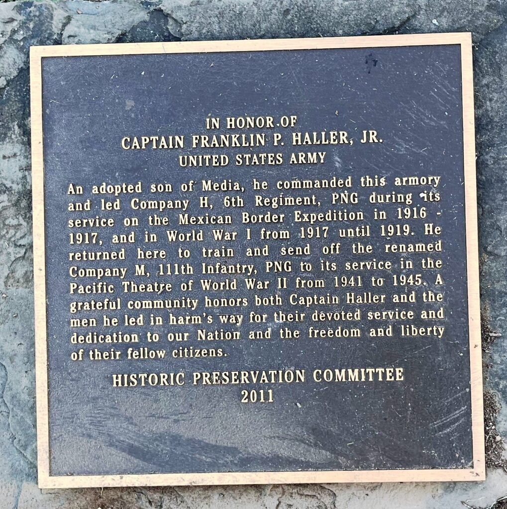 CAPTAIN FRANKLIN P. HALLER, JR. WAR MEMORIAL PLAQUE