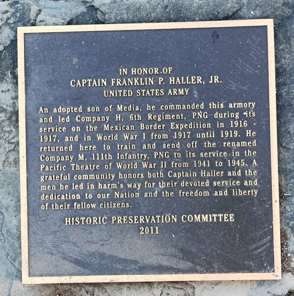 CAPTAIN FRANKLIN P. HALLER, JR. WAR MEMORIAL PLAQUE