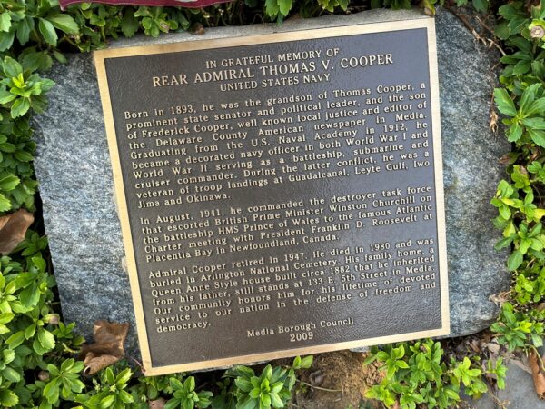 REAR ADMIRAL THOMAS V. COOPER WAR MEMORIAL PLAQUE