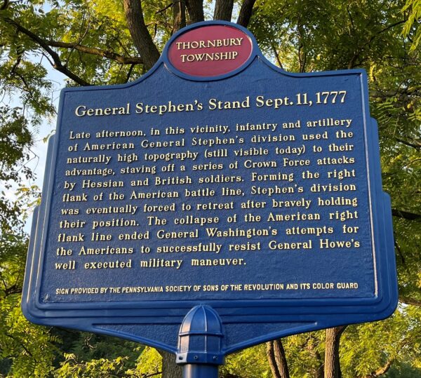 GENERAL STEPHEN’S STAND SEPT. 11, 1777 REVOLUTIONARY WAR MEMORIAL MARKER