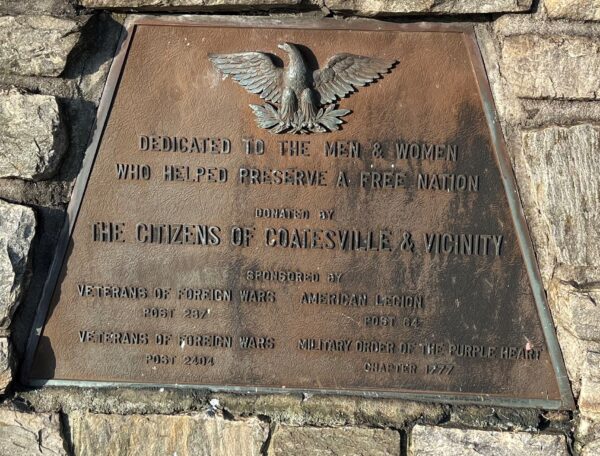 CITIZENS OF COATESVILLE & VICINITY VETERANS MEMORIAL PLAQUE