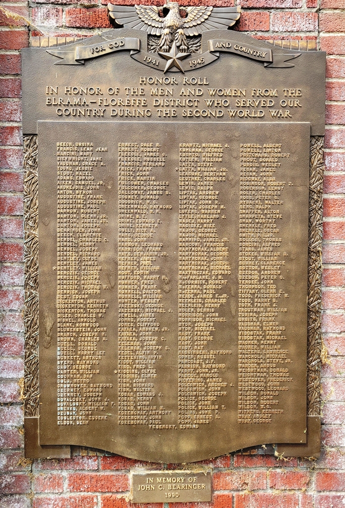 ELRAMA-FLOREFFE DISTRICT SECOND WORLD WAR MEMORIAL PLAQUE