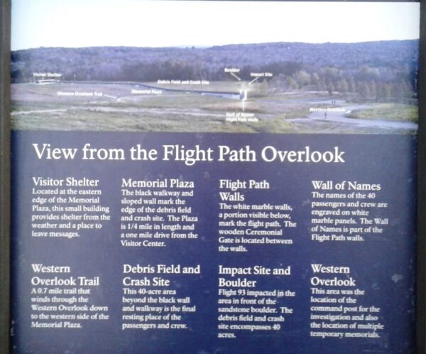 VIEW FROM THE FLIGHT PATH OVERLOOK MEMORIAL PLAQUE