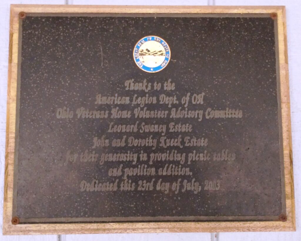 SANDUSKY VETERANS PAVILLION PLAQUE C