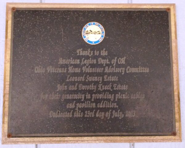 SANDUSKY VETERANS PAVILLION PLAQUE C