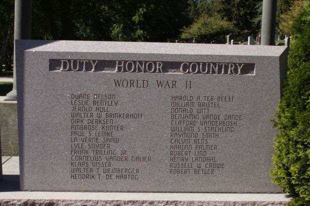 WAUPUN VETERANS WAR MEMORIAL RIGHT SIDE STONE