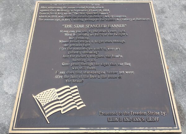 SANDUSKY “THE STAR SPANGLED BANNER” MEMORIAL PLAQUE