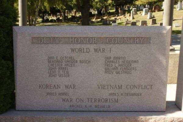 WAUPUN VETERANS WAR MEMORIAL LEFT SIDE STONE