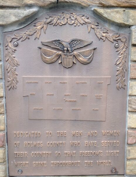 HOLMES COUNTY ALL VETERANS MEMORIAL PLAQUE