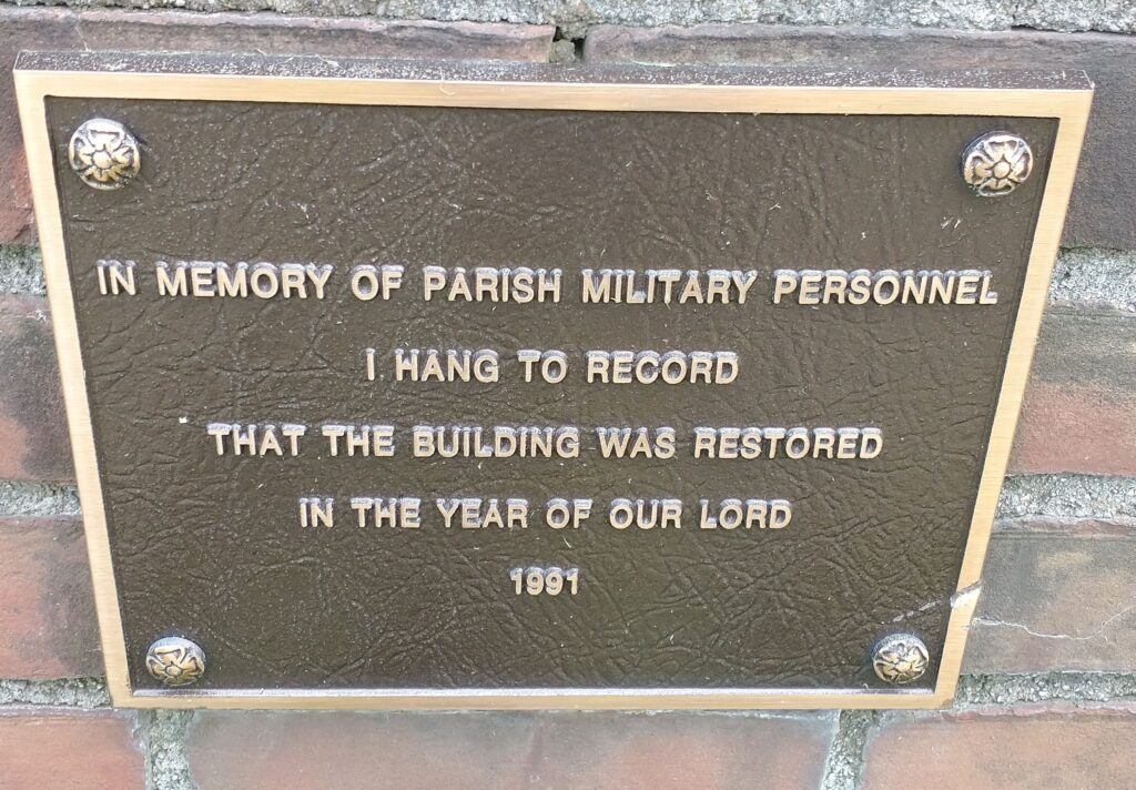 TRINITY PARISH MILITARY PERSONNEL MEMORIAL BELL PLAQUE