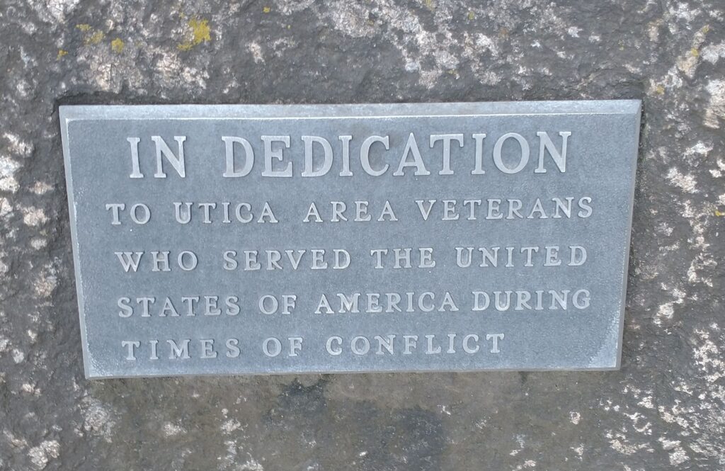 UTICA  AREA VETERANS MEMORIAL PLAQUE