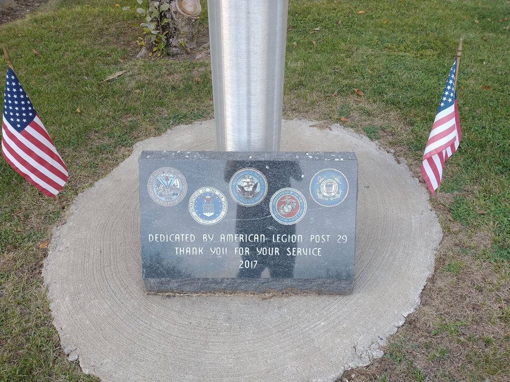 AMERICAN LEGION POST 29 VETERANS MEMORIAL FLAGPOLE PLAQUE