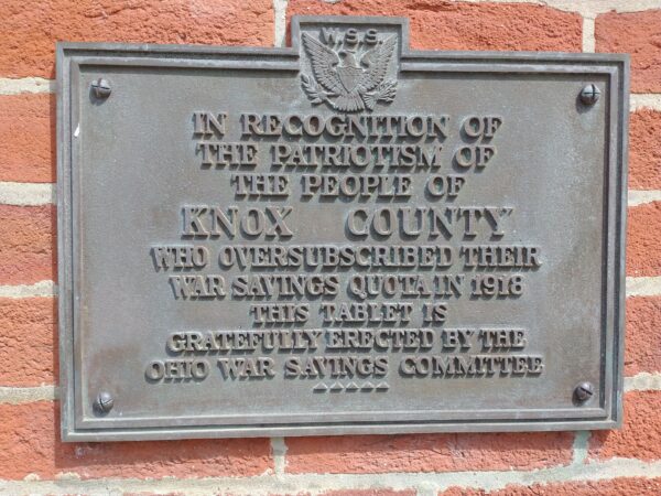 KNOX COUNTY WAR SAVINGS QUOTA MEMORIAL PLAQUE