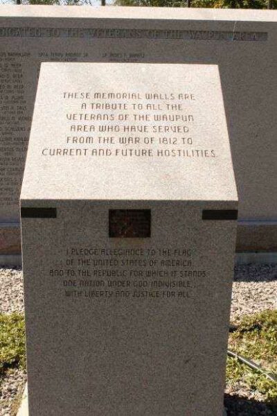 WAUPUN WALLS OF GLORY MEMORIAL ENTRANCE STONE