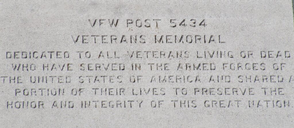 VFW POST 5434 VETERANS MEMORIAL DEDICATED STONE