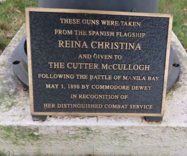 GUNS FROM SPANISH FLAGSHIP REINA CHRISTINA MEMORIAL PLAQUE