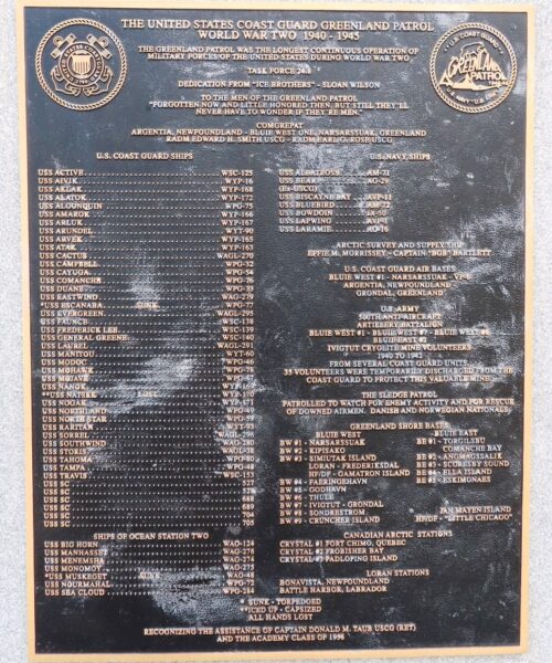 THE UNITED STATES COAST GUARD GREENLAND PATROL MEMORIAL PLAQUE