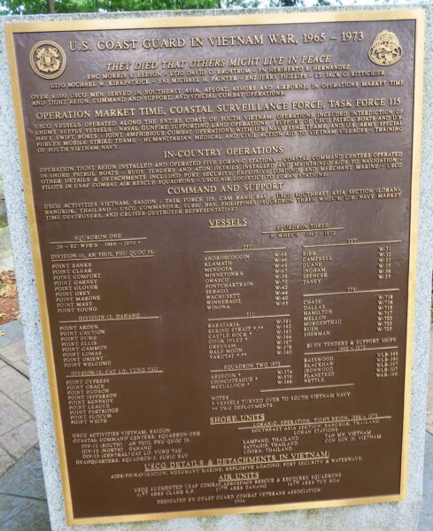 U.S. COAST GUARD IN VIETNAM WAR MEMORIAL PLAQUE