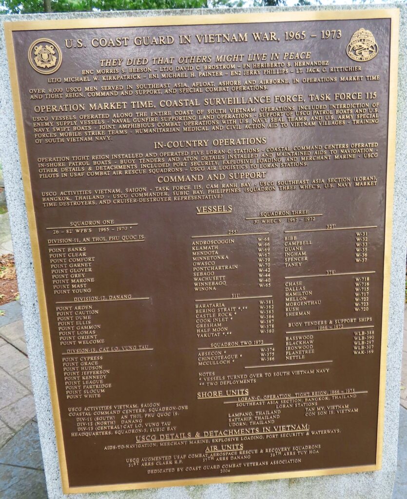U.S. COAST GUARD IN VIETNAM WAR MEMORIAL PLAQUE