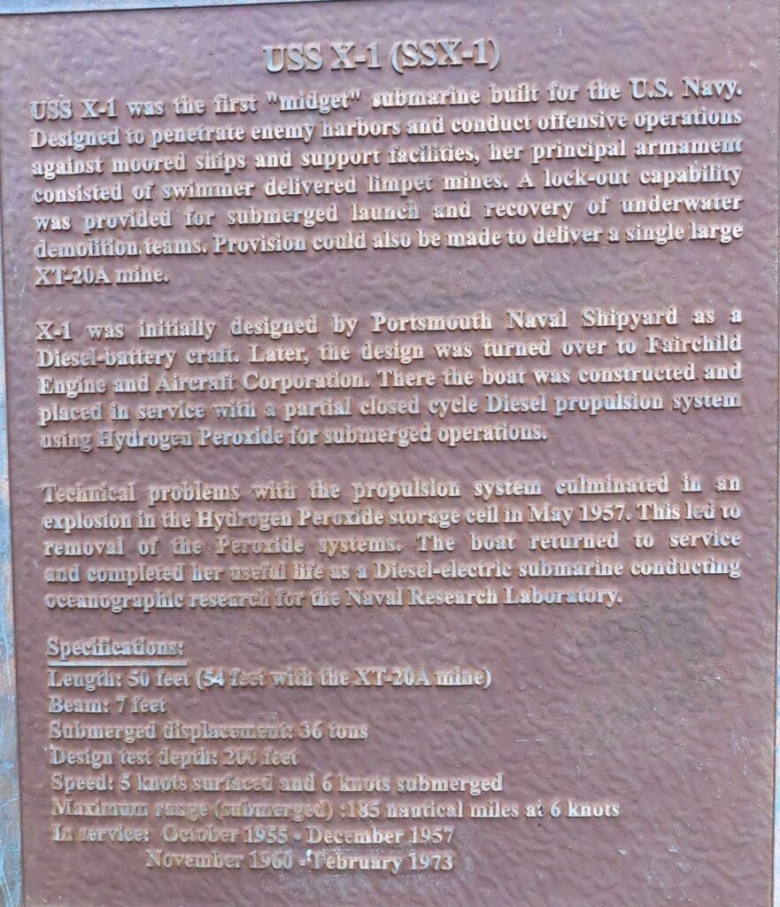 USS X-1 (SSX-1) MEMORIAL PLAQUE