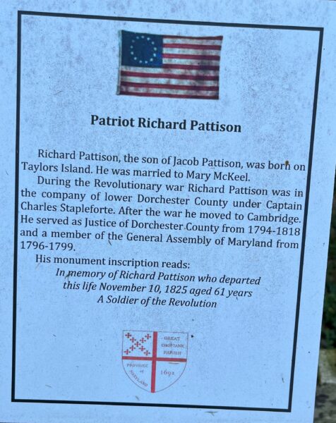 PATRIOT RICHARD PATTISON MEMORIAL PLAQUE