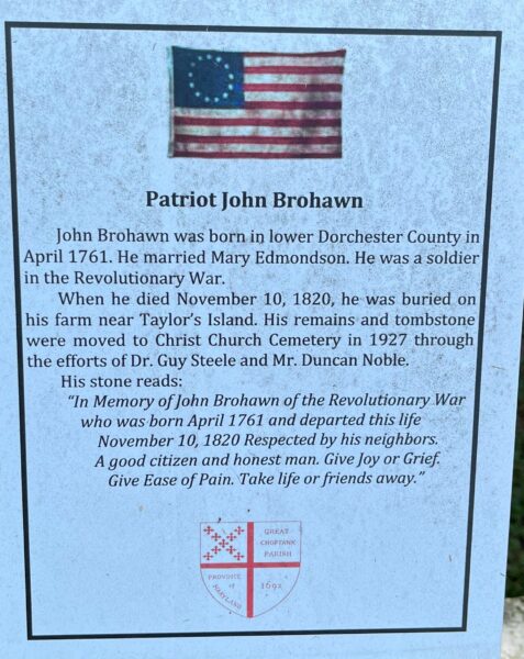 PATRIOT JOHN BROHAWN MEMORIAL PLAQUE