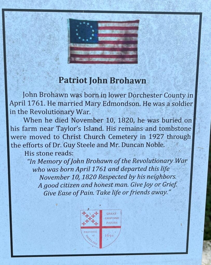 PATRIOT JOHN BROHAWN MEMORIAL PLAQUE
