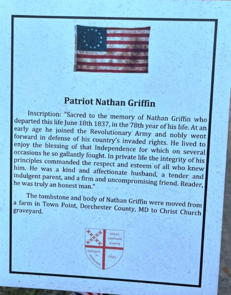 PATRIOT NATHAN GRIFFIN MEMORIAL PLAQUE