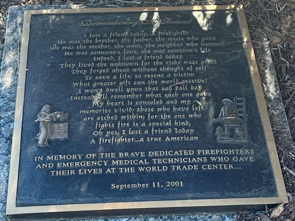 REMEMBERING A FRIEND SEPTEMBER 11, 2001 MEMORIAL PLAQUE