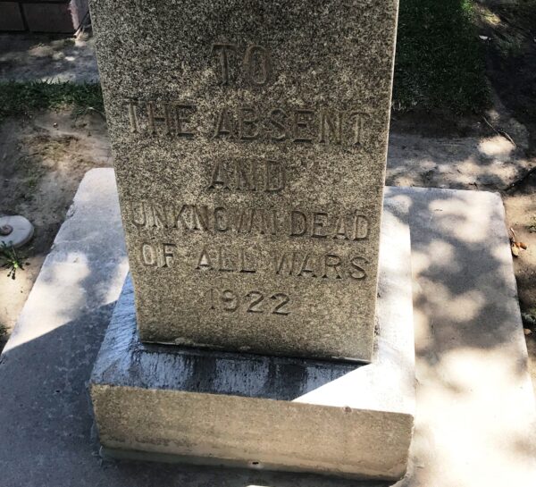 THE ABSENT AND UNKNOWN DEAD OF ALL WARS MEMORIAL DEDICATION