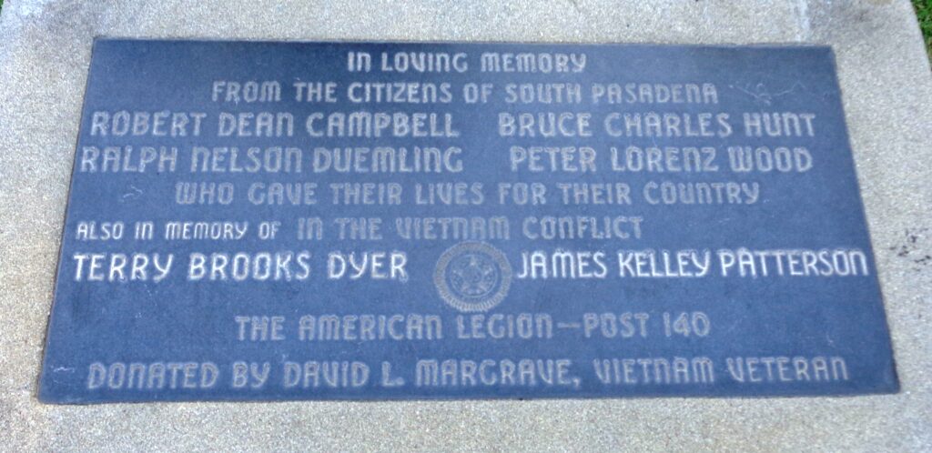 SOUTH PASADENA VIETNAM WAR MEMORIAL