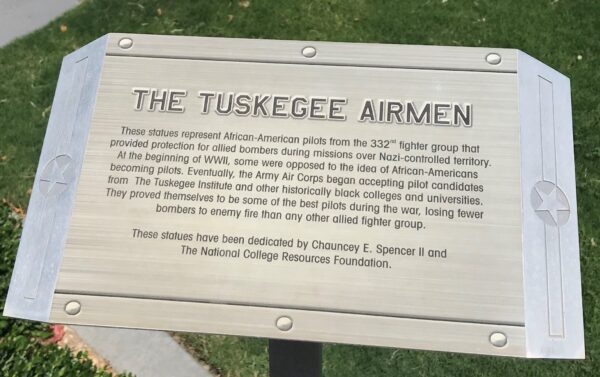 THE TUSKEGEE AIRMEN WAR MEMORIAL STATUES PLAQUE