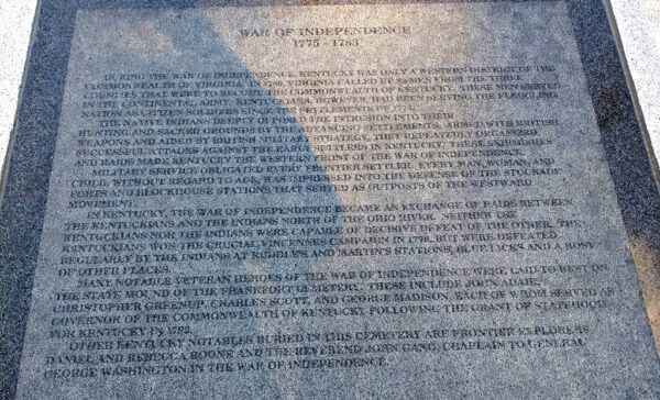 WAR OF INDEPENDENCE 1775-1783 MEMORIAL STONE