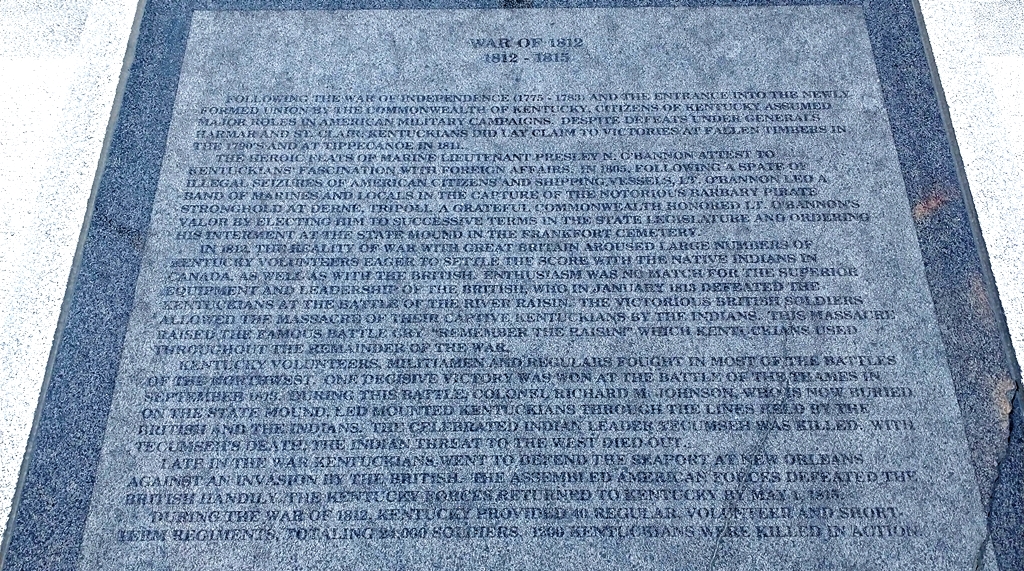 WAR OF 1812 1812-1815 MEMORIAL STONE